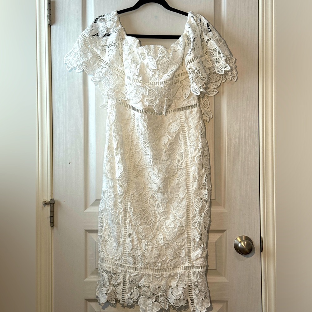 JustMe White Lace Midi Dress Size M